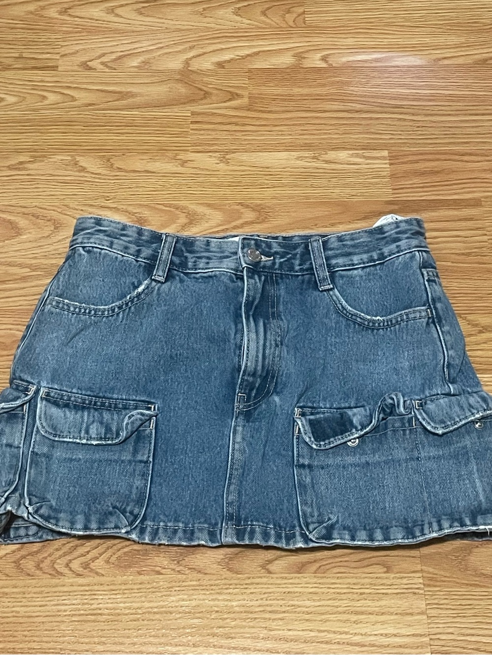 Zara Blue Denim Cargo Pocket Mini Skirt